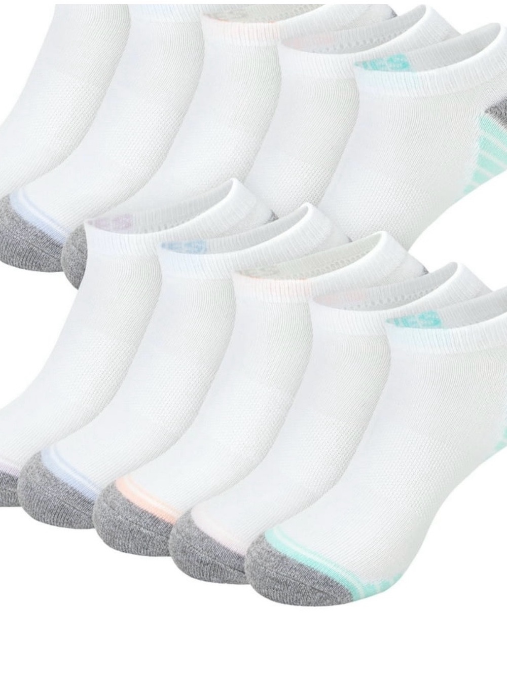 Hanes White Women's No-Show Compression Arch Socks - 10 Pack - Picture 3 of 4